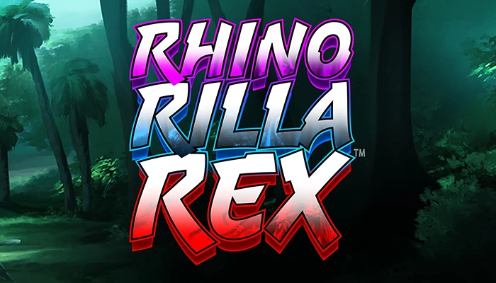 Logo of wild slot game Rhino Rilla Rex